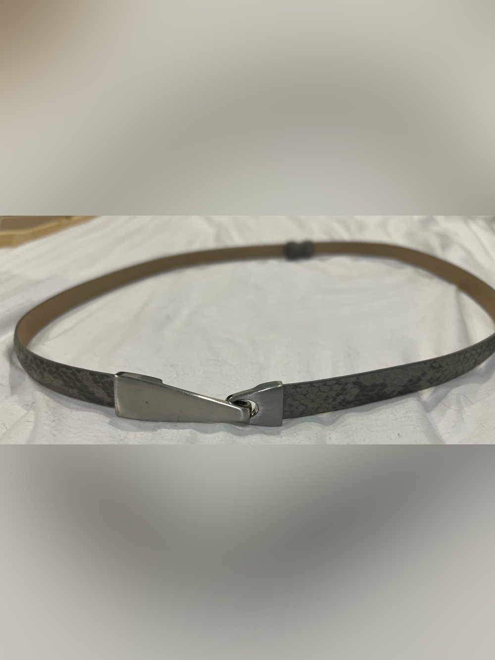 LOFT Muted Metallic Gray Snakeskin Pattern Belt with Silver  Clasp l M/L